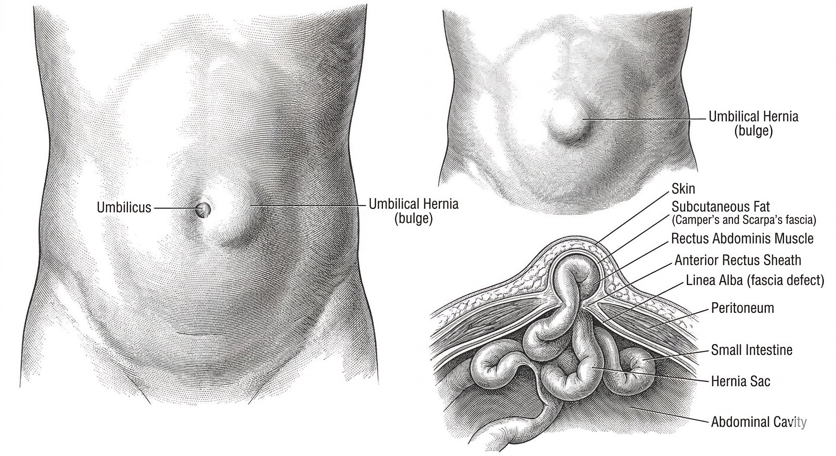 המחשת בקע טבורי — חתך אנטומי